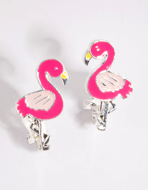 Pink Flamingo Clip-On Earrings