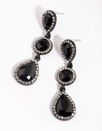 Matte Black Teardrop Diamante Earrings - link has visual effect only