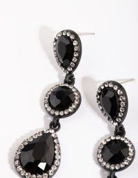 Matte Black Teardrop Diamante Earrings - link has visual effect only