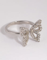 Rhodium Cubic Zirconia Butterfly Ring - link has visual effect only