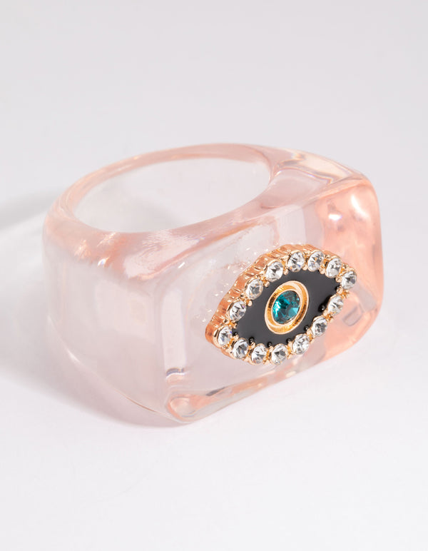 Pink Evil Eye Plastic Ring