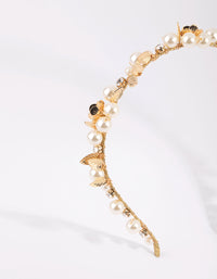 Gold Pearl & Flower Alice Band - link has visual effect only