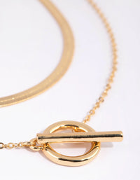 Gold Plated Snake & Fob Necklace Pack - link has visual effect only