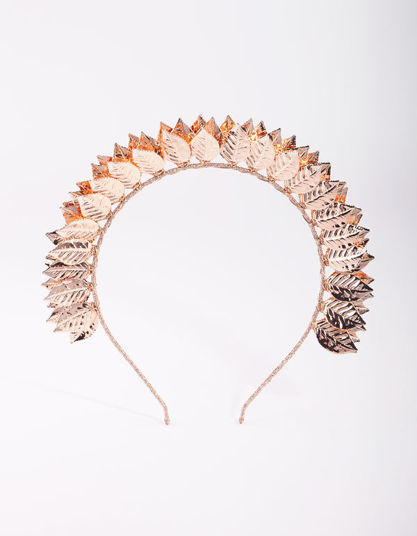 Rose Gold Fanned Leaf Alice Band