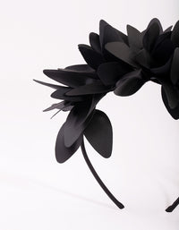 Black Statement Petal PU Leather Headband - link has visual effect only