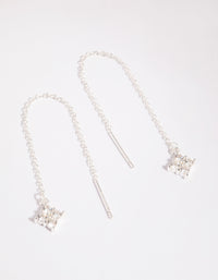 Sterling Silver Pave Chain Drop Earrings - link has visual effect only