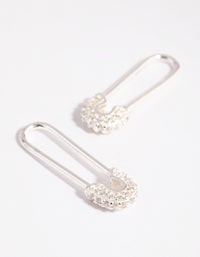 Sterling Silver Pave Safety Pin Earrings - link has visual effect only