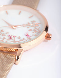 Rose Gold Mother of Pearl Pu Strap Watch - link has visual effect only