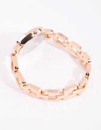 Rose Gold Diamante Chain Link Watch - link has visual effect only