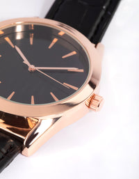 Rose Gold Shiny Crocodile PU Strap Watch - link has visual effect only