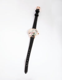 Gold Slim Foral PU Strap Watch - link has visual effect only