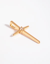 Gold Plated Cubic Zirconia Cross Charm - link has visual effect only