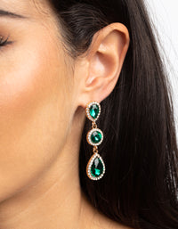 Green Diamante Circle & Teardrop Earrings - link has visual effect only