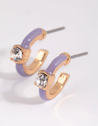 Purple Statement Diamante Huggie Earrings - link has visual effect only