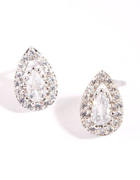 Silver Cubic Zirconia Teardrop Necklace & Earrings Set - link has visual effect only