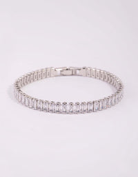 Rhodium Cubic Zirconia Baguette Tennis Bracelet - link has visual effect only