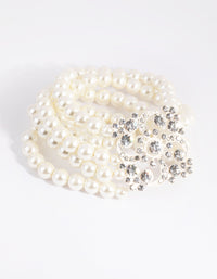 Silver Layered Statement Pearl Bracelet - link has visual effect only