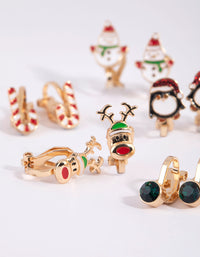 Kids Festive Penguin Clip-On Earrings - link has visual effect only