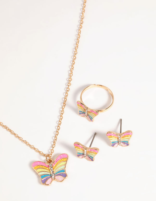 Kids Rainbow Butterfly Jewellery Set