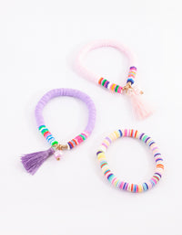 Kids Beaded Tassel Stretch Bracelet Pack - link has visual effect only