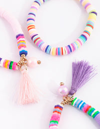 Kids Beaded Tassel Stretch Bracelet Pack - link has visual effect only