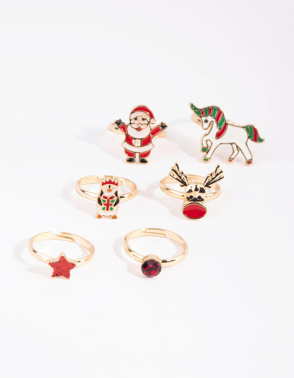 Kids Festive Santa Ring 6-Pack