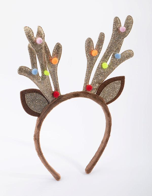 Kids Festive Glitter Antler Headband