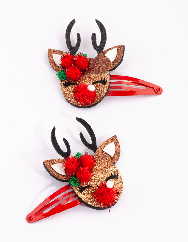 Kids Festive Reindeer Snap Clips