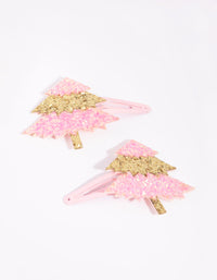 Kids Festive Pink Tree Snap Clips - link has visual effect only