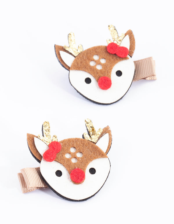 Kids Festive Reindeer Snap Clips