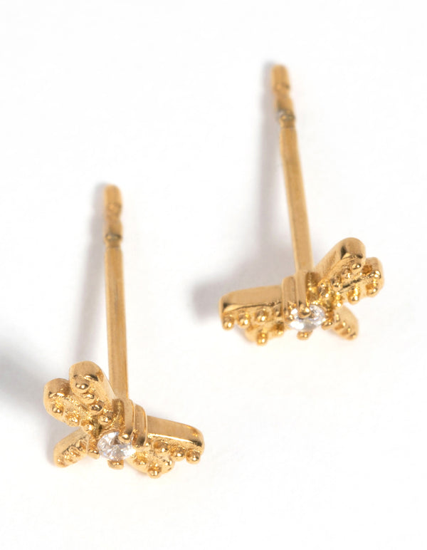 Gold-Plated Dragonfly Studs