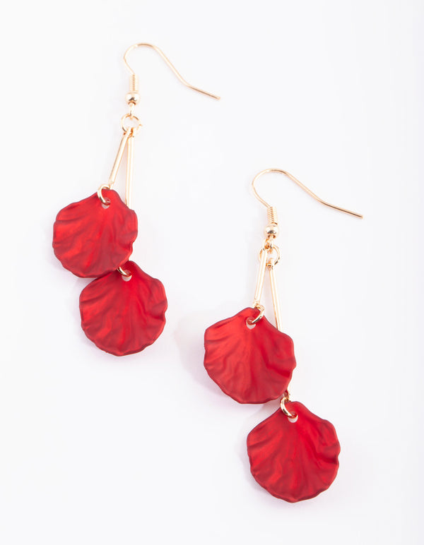 Red Petal Drop Earrings