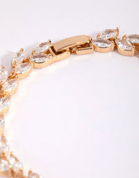 Gold Diamond Simulant Petal Tennis Bracelet - link has visual effect only