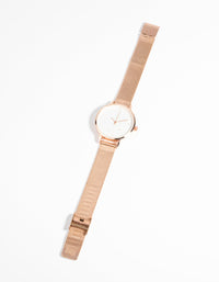 Rose Gold Flower Diamante Mesh Watch - link has visual effect only