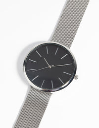 Silver Statement Face Mesh Watch - link has visual effect only