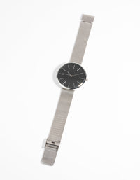 Silver Statement Face Mesh Watch - link has visual effect only