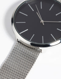 Silver Statement Face Mesh Watch - link has visual effect only