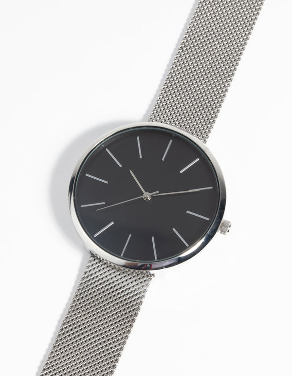 Silver Statement Face Mesh Watch