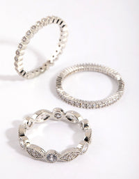 Silver Oval & Circle Cubic Zirconia Ring Pack - link has visual effect only