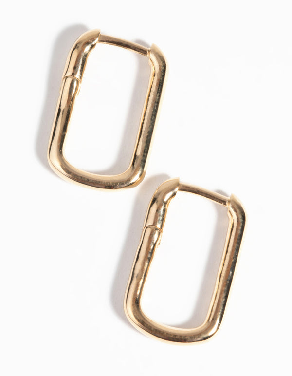 Gold Plated Sterling Silver Oval Huggie Hoop Earrings