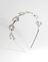 Silver Diamante Encrusted Leaf Alice Band - link has visual effect only