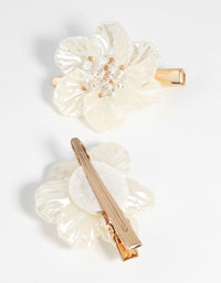 Gold Pearlised Flower Clip - link has visual effect only