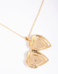 Gold Plated Heart Locket Necklace with Cubic Zirconia - link has visual effect only