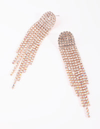 Rose Gold Diamante Drop Earrings - link has visual effect only