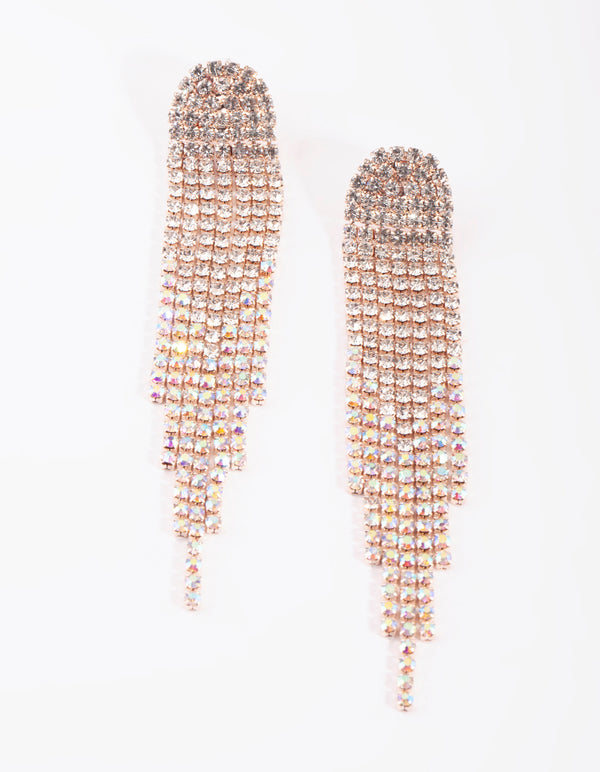 Rose Gold Diamante Drop Earrings