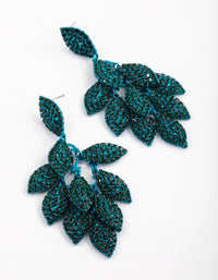 Matte Green Diamante Leaf Earrings - link has visual effect only