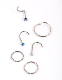 Titanium Diamante Nose Stud & Ring 6-Pack - link has visual effect only