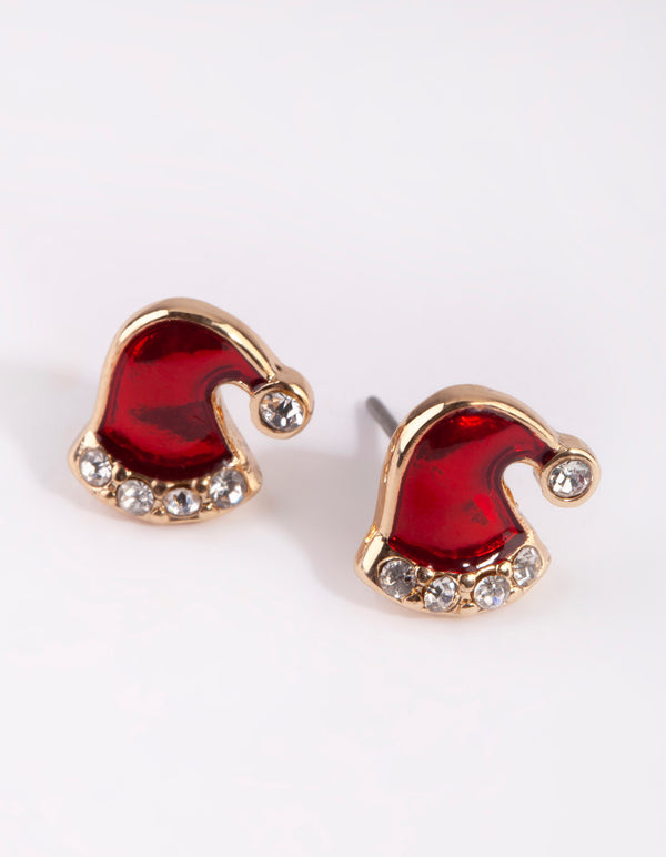 Festive Santa Hat Stud Earring Pack