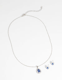 Sapphire Diamond Simulant Necklace & Earrings Set - link has visual effect only