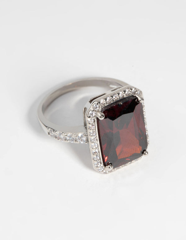 Ruby Diamond Simulant Halo Ring